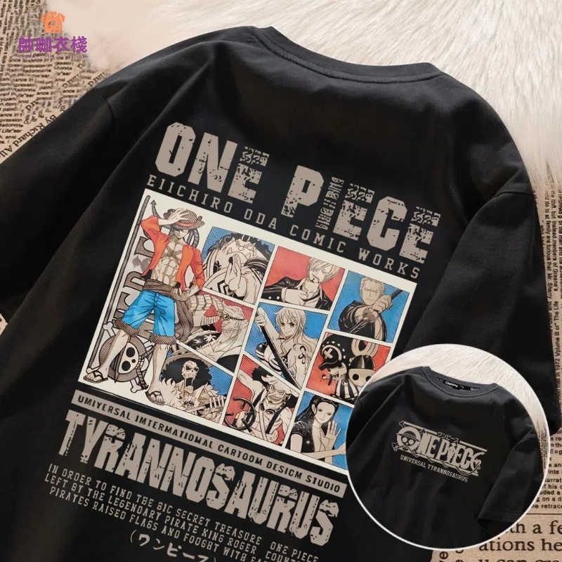 【現貨！海賊王短袖】美式上衣航海王純棉短袖韓系上衣ONE PIECE大尺碼上衣短袖上衣日系魯夫男生衣服女生短袖情侶裝