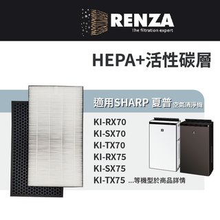 適用Sharp夏普 KI-RX70 PX70 SX70 TX70 RX75 SX75 TX75空氣清淨機 HEPA活性碳