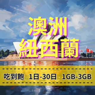 【eSIM】澳洲上網 6-30天 3GBOptus電信 紐西蘭上網 Spark電信 喫到飽方案 手機快速上網 網路穩