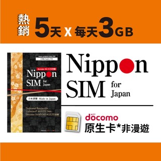 [日本上網絡卡] Nippon SIM 5天實體卡｜Docomo穩定訊號｜支援熱點｜ChatGPT｜郊區適用