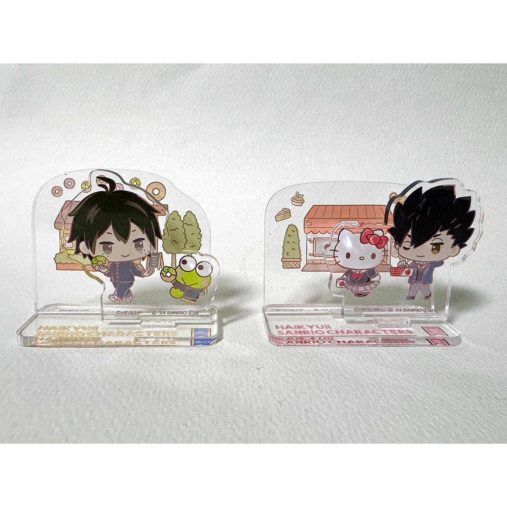 二手 排球少年 X 三麗鷗 角色聯名壓克力立牌 扭蛋 山口忠與大眼蛙 黑尾鐵朗與 Hello Kitty