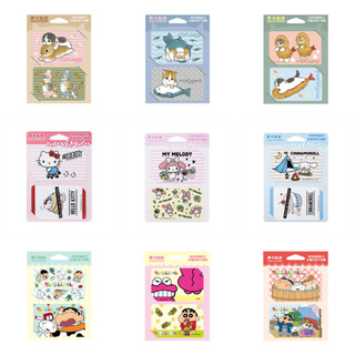 【票卡貼紙2入】貓福珊迪 MOFUSAND 三麗鷗 SANRIO 蠟筆小新 CRAYON SHINCHAN
