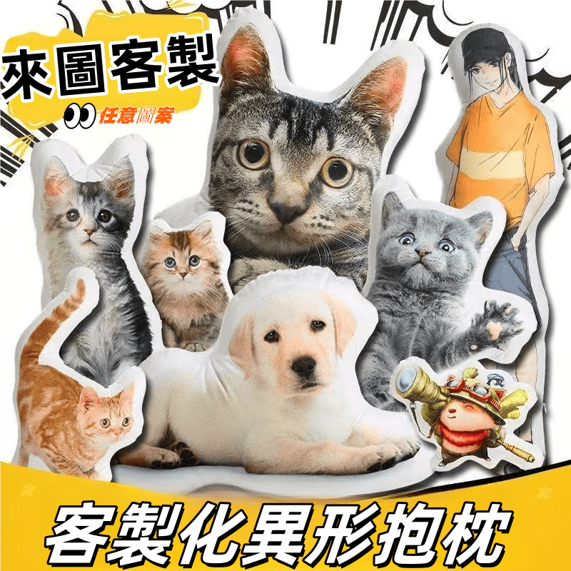 客製化異形抱枕丨客製化抱枕丨寵物抱枕丨萌寵抱枕丨 貓咪抱枕丨 醜貓抱枕丨寵物紀念丨訂製抱枕丨 卡通玩偶公仔抱枕丨交換禮物