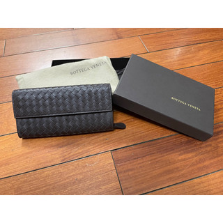 全新 全配 BOTTEGA VENETA 寶緹嘉 經典小羊皮編織對折翻蓋長夾 (深咖啡色) BV長夾 扣式長夾