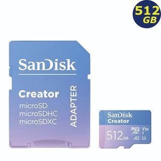 SanDisk 512G 512GB Creator microSD 190MB/s UHS U3 A2 V30 記憶卡