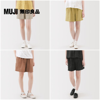 【MUJI 無印良品】女亞麻水洗短褲