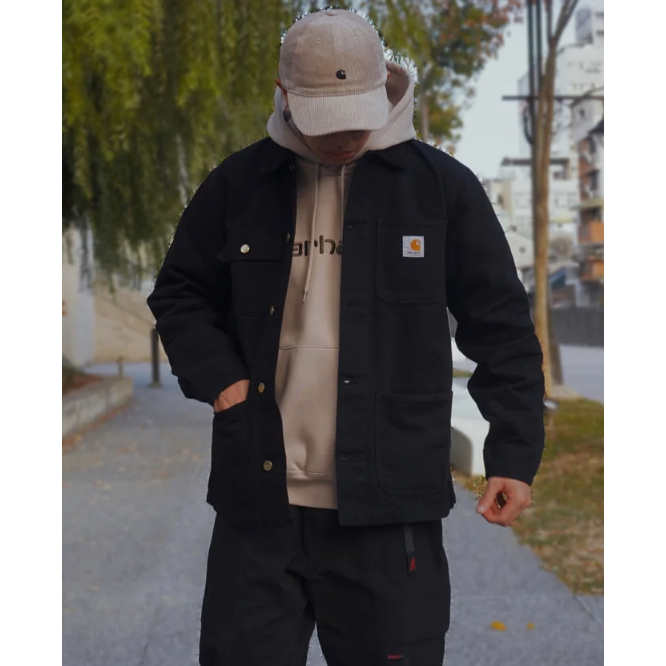 Carhartt WIP Michigan coat black 工裝密西根外套 薄款 文樂工裝穿搭