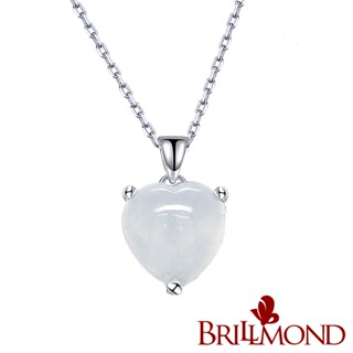 【BRILLMOND】心型天然緬甸A貨冰種-玻璃種翡翠墜(主石10MM 全925銀鍍白K金臺)