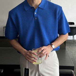正韓Air Cool堅挺鉤針翻領短袖針織上衣 6色 YUPPIE 預購商品 0616