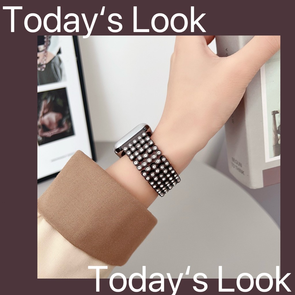 Apple watch 錶帶 滿鑽滿天星金屬錶帶 適用iwatch 10代 ultra 9/8765 se/S10手錶帶