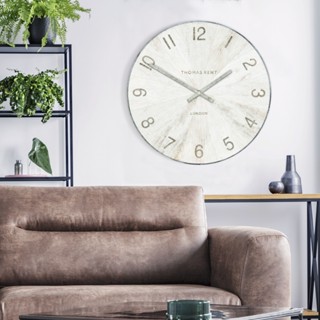 英國 Thomas Kent｜Wharf 15吋 掛鐘 - 白橡木色｜木紋時鐘 實木拼接 壁鐘 美式