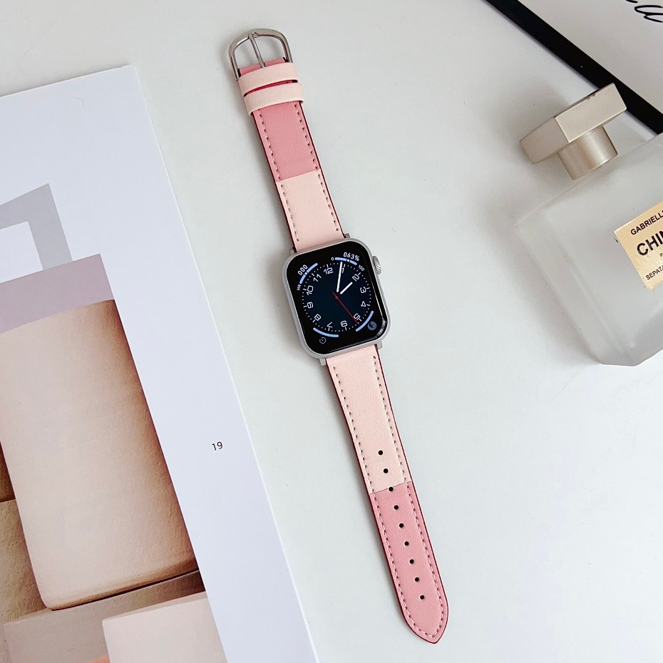 真皮錶帶 雙色錶帶 Apple watch 錶帶 適用iwatch 10代 ultra 9/8765 se/S10手錶帶