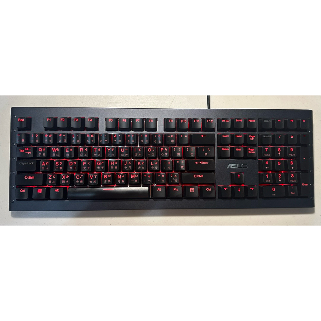 (現貨)華碩 ASUS GK1050 機械式有線鍵盤 凱華機械式青軸 RGB LED背光按鍵 (九成新）