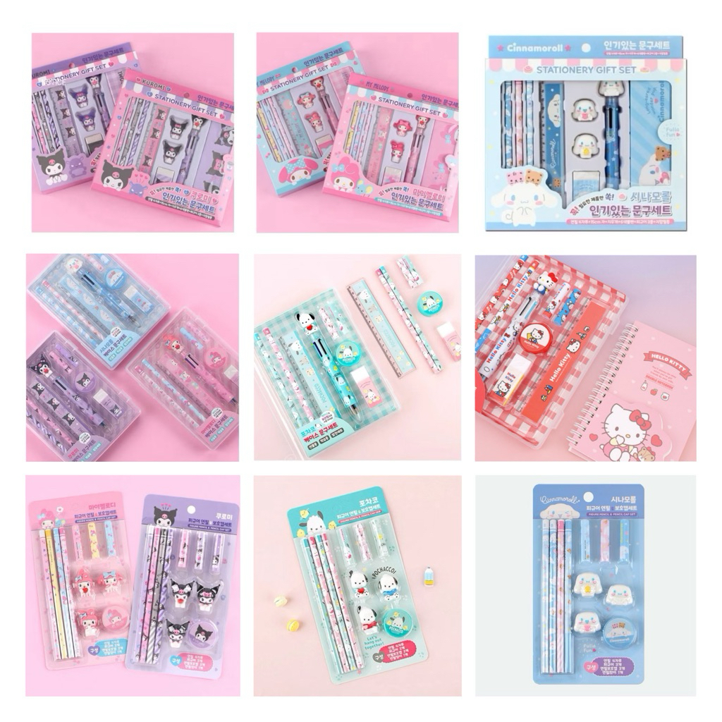 （現貨）🇰🇷韓國Sanrio文具禮盒/可愛角色可選/鉛筆組/ 4-6件套/原子筆/木頭筆/橡皮擦/削鉛筆機/庫洛米