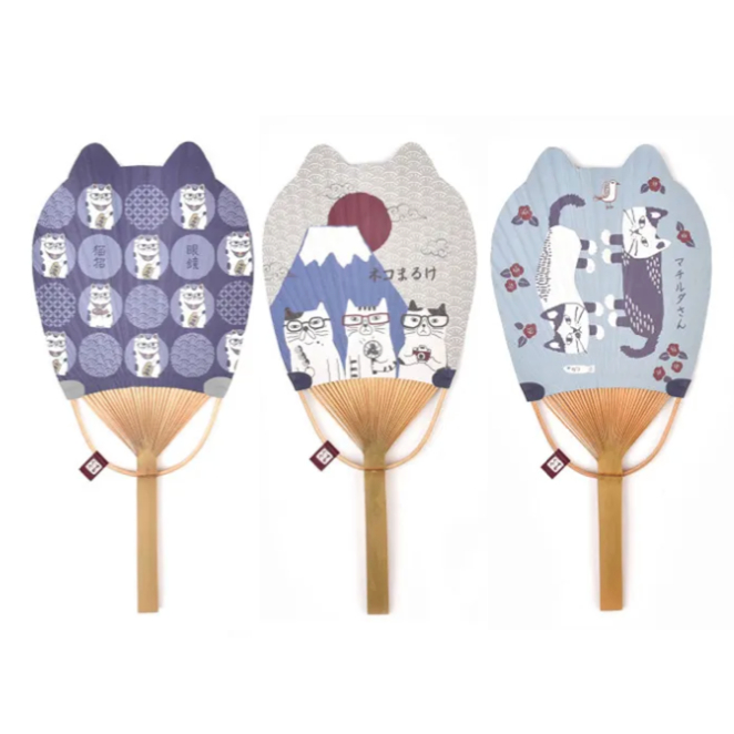 吉美日貨①店 正版 日本進口 貓丸家  kusuguru 花間貓 貓 和風  扇子 團扇