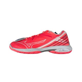 【捷豹羽排球】MIZUNO 女款 WAVE CLAW3 羽球鞋 螢光橘 71GA244337