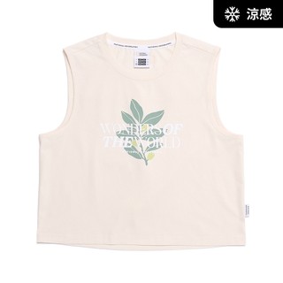 【國家地理服飾】女裝 CROW COOL MAX 短版無袖T恤 - 淺米色