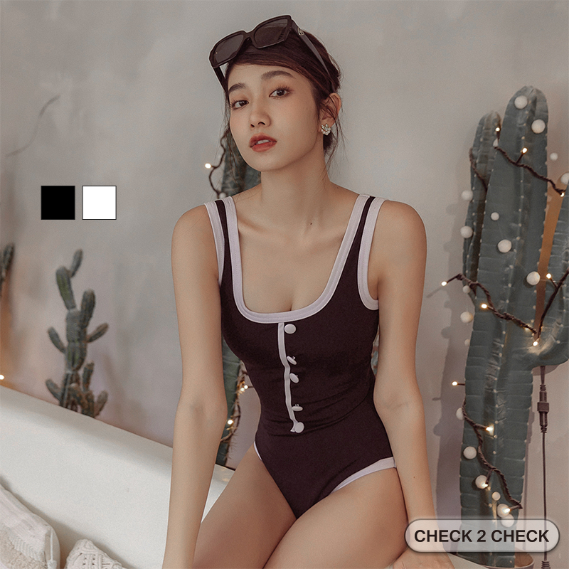 HUE-法式小香風連身泳裝 女泳衣 泳衣套裝 抗氯抗海水 女泳褲【CB00-120014】
