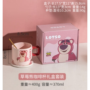 台灣現貨 Disney 迪士尼 皮克斯草莓熊咖啡杯套裝 陶瓷杯 水杯 杯子 禮盒 伴手禮 高顏值 馬克杯 杯墊 勺子