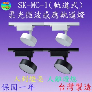 SK-MC15-1 15W柔光微波感應軌道燈/自然光(燈具*2+50cm燈軌*1)