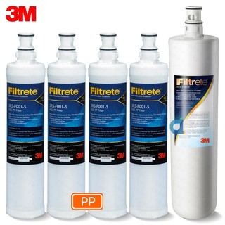 3M 3US-F004-5高密度活性碳濾心搭 3RS-F001-5 SQC前置PP替換濾心4支 (共5支)大大淨水
