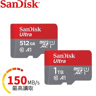 SanDisk A1 Ultra 1TB 512GB 512G 256G microSD C10 150MB/s 記憶卡