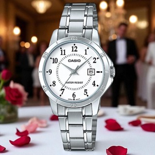 錶流行CASIO (LTP-V004D-7B) 簡約設計 時間清晰 不鏽鋼女指針錶