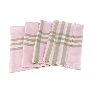 BURBERRY 黑色字母LOGO羊毛絲棉混紡格紋披肩圍巾(雪花石膏粉紅)