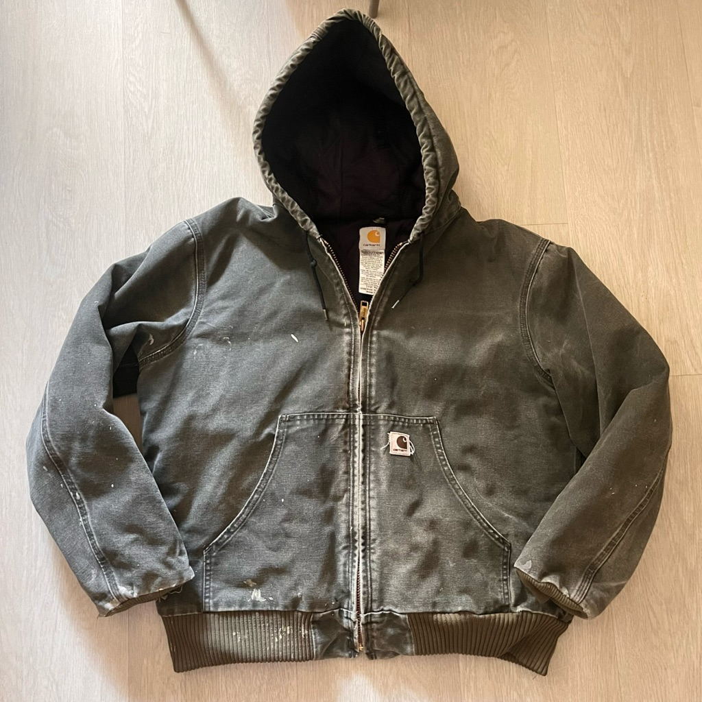 Carhartt vintage J130 mos green 橄欖綠 潑漆 古著