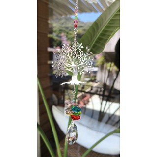 生命樹水晶吊飾suncatcher,搭配施華洛小水鉆.彩虹色系、折色光影效果璀璨.