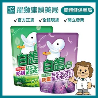 白鴿 天然防蟎抗菌洗衣精補充包(尤加利 / 香蜂草) 2000g｜超取上限2包【躍獅藥局】