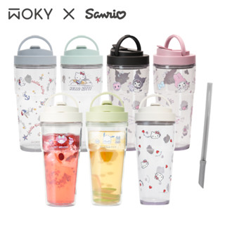 【WOKY X 三麗鷗】[●●]渾圓杯-ECOZEN®880ml(附彈跳吸管)(Kitty/帕洽狗/美樂蒂/酷洛米)