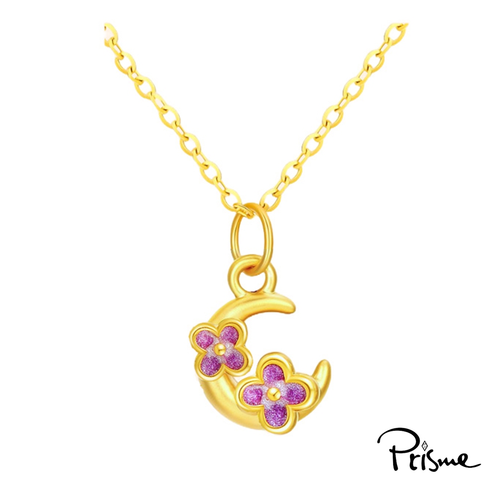 【Prisme Gold】黃金鍊墜 桂花月亮 項鍊 (金重：約0.08錢±0.03)
