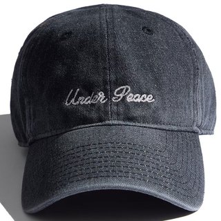 UNDER PEACE CHAIN CURSIVE / DENIM BASEBALL CAP 刺繡 老帽 (丹寧黑色)