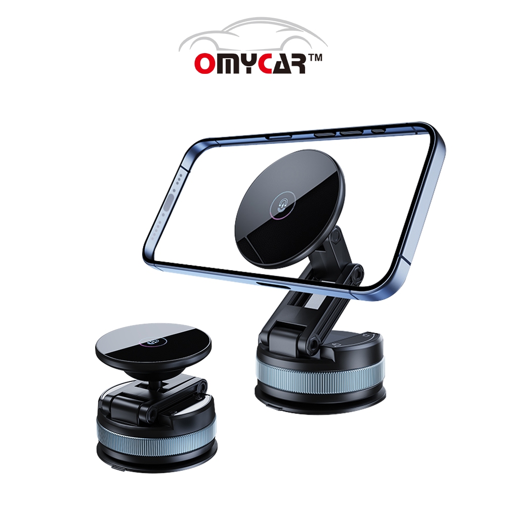 【OMyCar】真空吸盤磁吸手機支架 (360度旋轉 手機架 雙面吸附 汽車導航 免充電 迷你便攜)
