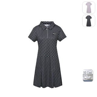【FILA】女性 GOLF 高爾夫 滿版 吸濕排汗 針織洋裝-黑色 5DRY-6019-BK