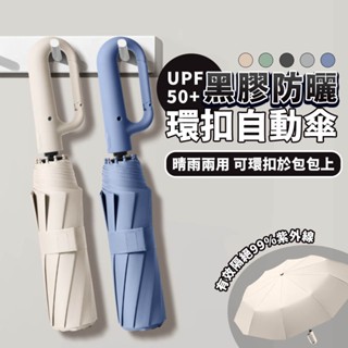 環扣傘 -黑膠環扣 自動環扣 傘 太陽傘 摺疊傘 雨傘 自動傘 大雨傘 勾勾傘 防曬傘 扣環雨傘 環扣自動傘 樂邦