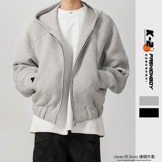 【K-2】Clean fit boxy 雙拉鍊外套 寬鬆外套 短版外套 解構線條 外套 短寬版外套 復古【JW108】