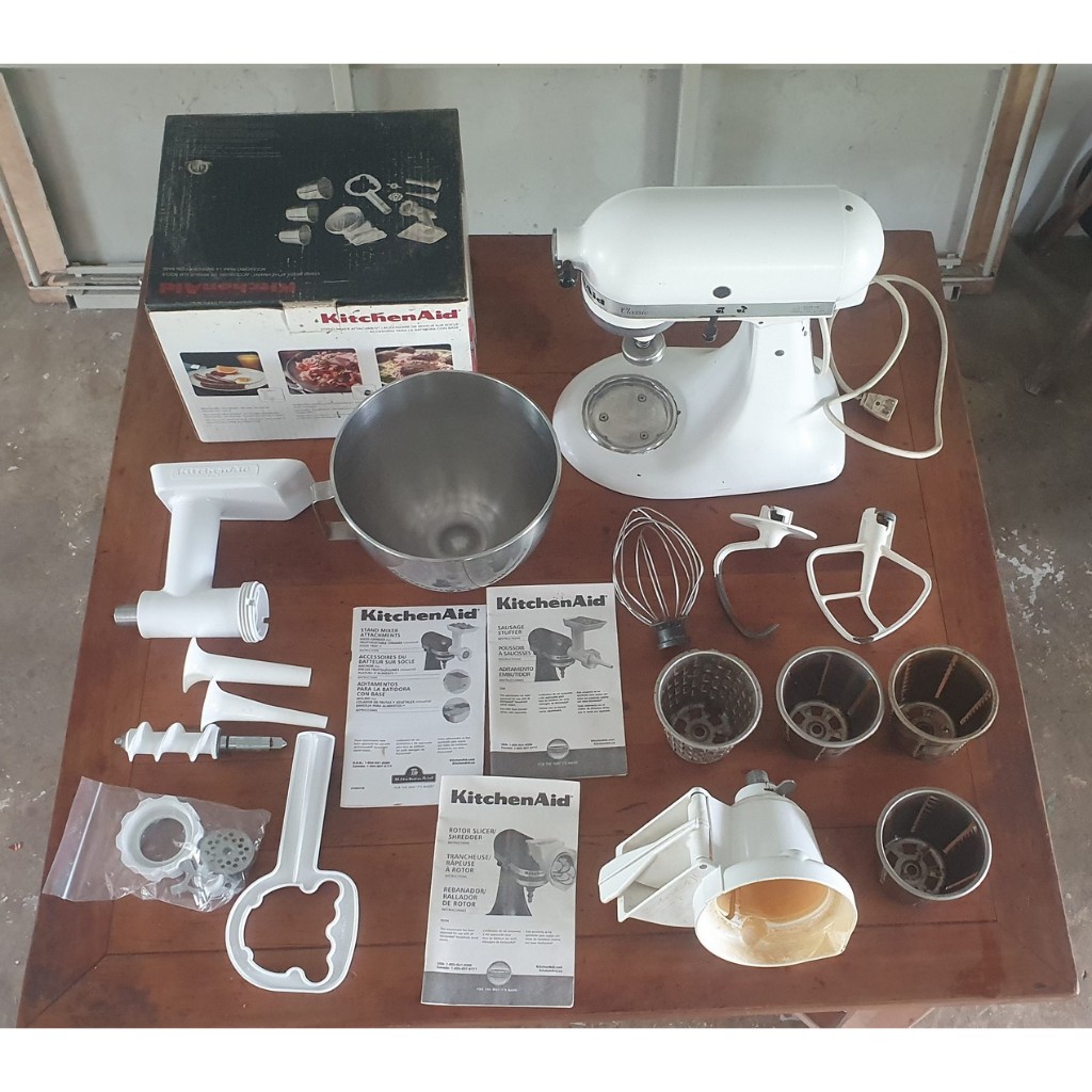 二手 KitchenAid 抬頭式 桌上型 攪拌機 + 絞肉灌香腸 與 切絲切片 配件組 另可分開選購