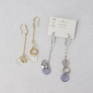 ｜OSEWAYA｜貝漾流光耳環 金色 銀色 垂墜感 貝殼 夏日 日本飾品 日本製造