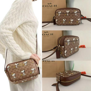 COACH美國Outlet款COACH X PEANUTS JAMIE簽名 史奴比印花相機包