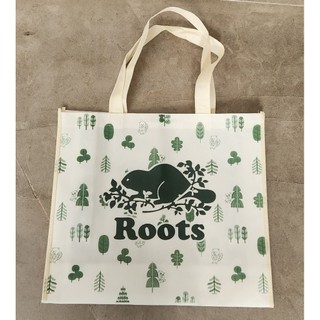 專櫃 roots 防水提袋 露營購物袋/椒鹽灰 購物袋 睡袋 VIP袋 環保袋