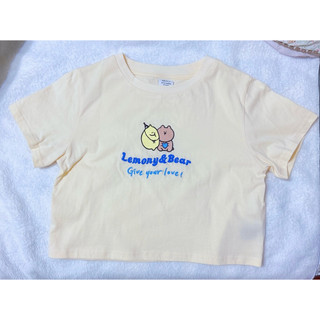 QUEENSHOP Second Morning 🍋可愛檸檬圖案短版上衣 100%純棉面料