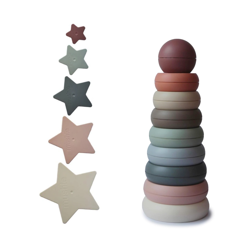 美國 Mushie 甜甜圈疊疊樂|星星堆疊玩具-經典【麗兒采家】