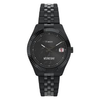 【TIMEX】天美時 x Wednesday 36毫米 影集 星期三聯名 暗黑風格不鏽鋼腕錶 黑 TXTW2Y19600