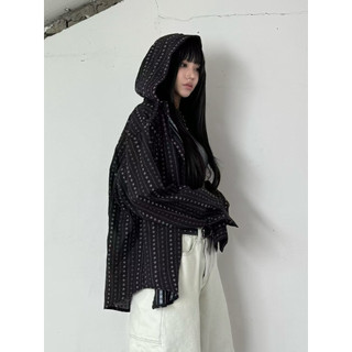 Uniion 「部分現貨」 Pinstripe Hooded Shirt 復古小花襯衫 薄外套 外搭