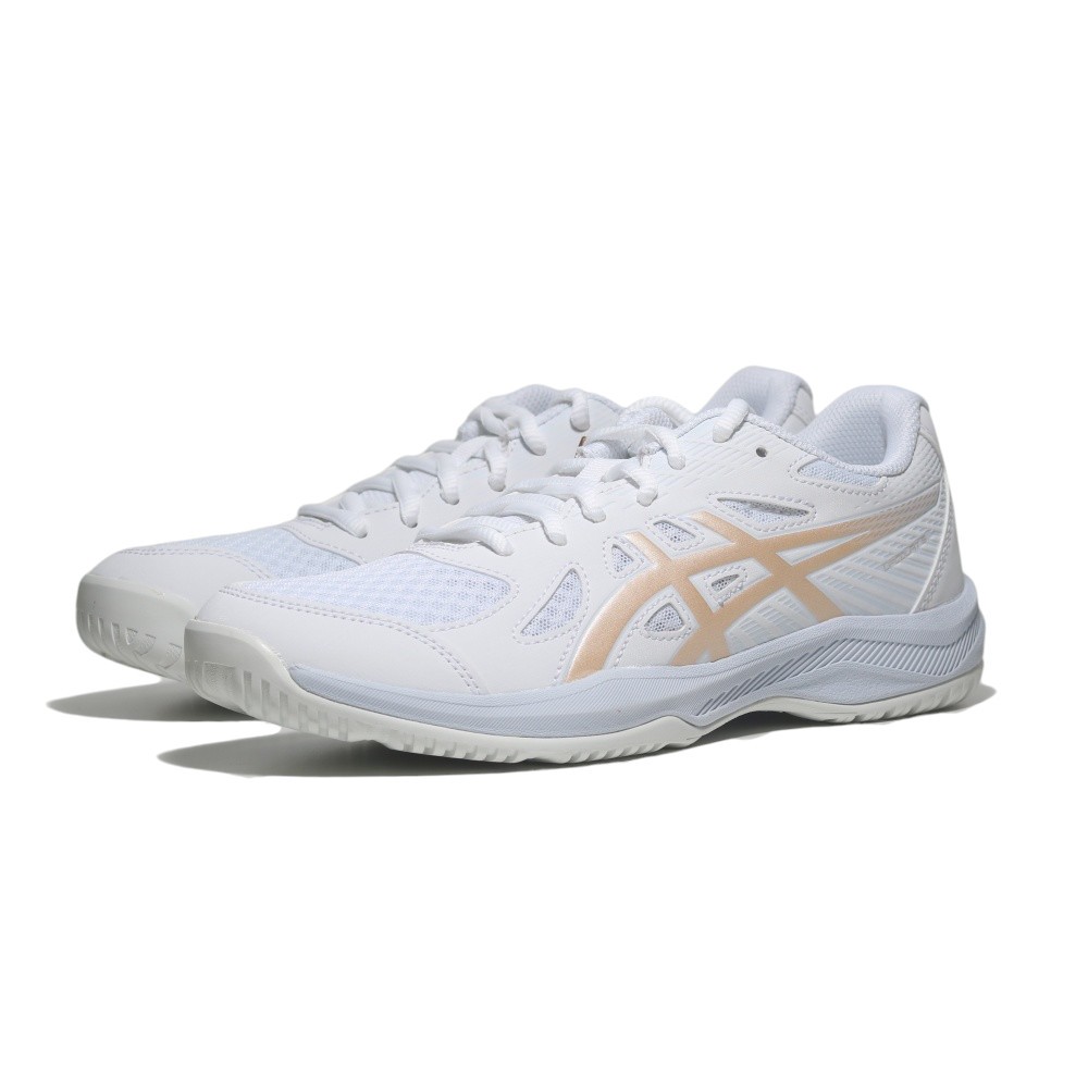 ASICS 排球鞋 UPCOURT 6 白 淺藍橘 羽排鞋 女 1072A107103