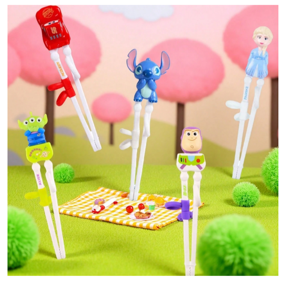 O-Disney 迪士尼人氣卡通角色學習筷-巴斯光年艾莎朱迪三眼怪大眼怪尼克瑪麗貓史迪奇麥坤，兒童學習用餐必備