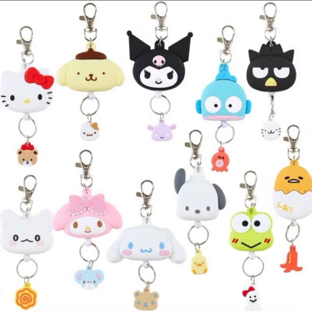 「現貨附發票」日本 三麗鷗 Kitty 美樂蒂 布丁狗 漢頓 庫洛米 帕恰狗 大耳狗 酷企鵝 大眼蛙 伸縮鑰匙圈