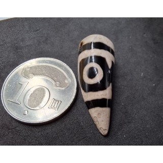 玉山老店 稀有金剛蓮花三眼牛角老天珠福祿壽 附繩結 象徵圓滿障礙平息吉星拱照財富不斷 招財避邪項鍊手串吊飾宜 特598